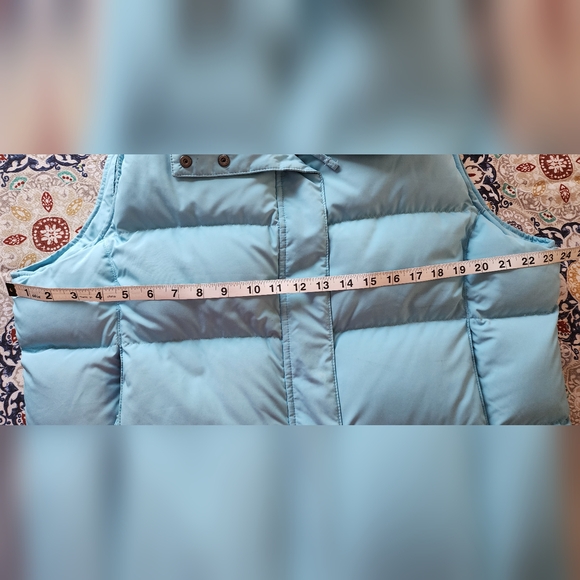 L.L.Bean XL Petite Powder Blue Goose Down Puffer Vest Faux Fur Collar‎ - Picture 4 of 7